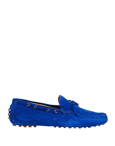 8 by YOOX Loafers SUEDE DRIVING SHOES
 Bright blue 100% Calfskin