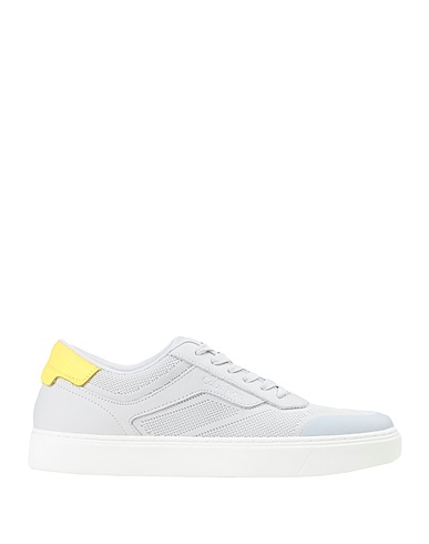 CALVIN KLEIN Sneakers Light grey Soft Leather, Textile fibres