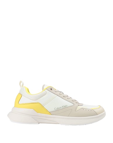 CALVIN KLEIN Sneakers Ivory Soft Leather, Textile fibres