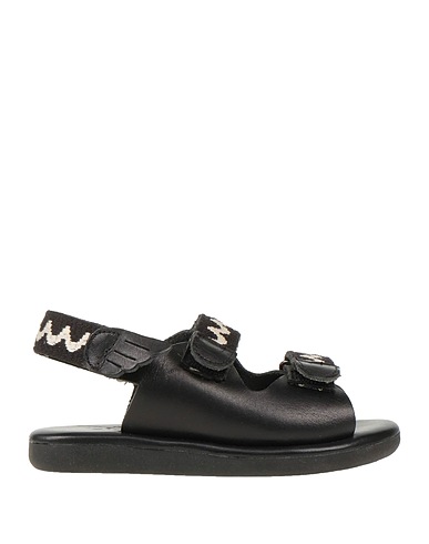 ANCIENT GREEK SANDALS Sandals Black Soft Leather, Textile fibres