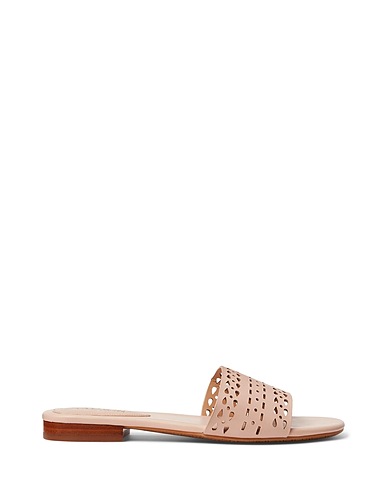 LAUREN RALPH LAUREN Sandals ANDEE PERFORATED LEATHER SLIDE SANDAL
 Light pink Soft Leather