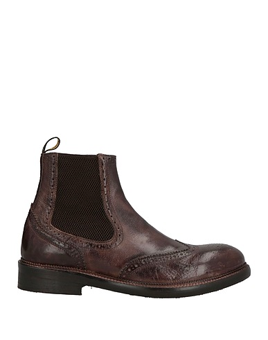 JP/DAVID Ankle boot Dark brown Soft Leather, Textile fibers