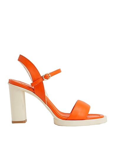 8 by YOOX Sandals Orange 100% Soft Leather