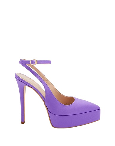 8 by YOOX Court SATIN ANKLE-STRAP PUMPS Purple 100% PES - Polyethersulfone