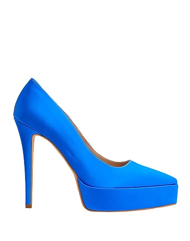 8 by YOOX Pump SATIN POINT-TOE PUMPS
 Blue 100% PES - Polyethersulfone