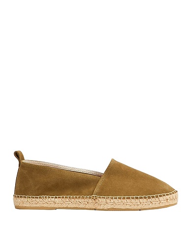 8 by YOOX Espadrilles SUEDE LEATHER ROUND TOE ESPADRILLES
 Military green 100% Calfskin