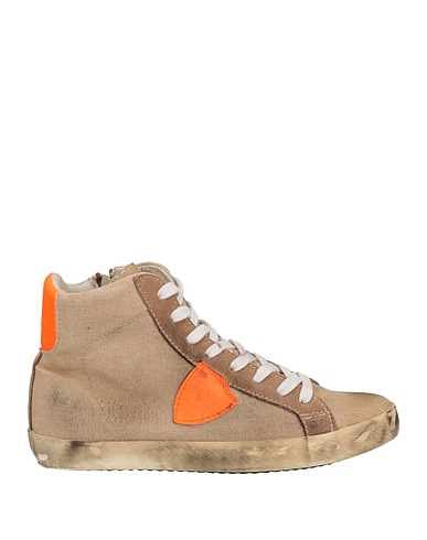 PHILIPPE MODEL Sneakers Beige Soft Leather, Textile fibers