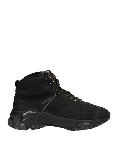 HOGAN Ankle boot Black Leather, Textile fibers