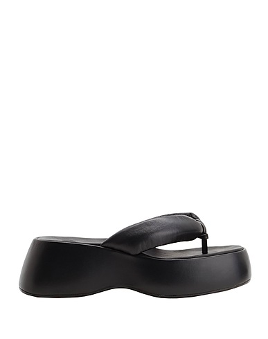 8 by YOOX ソング・サンダル LEATHER TOE POST SANDALS
 ブラック 羊類革 100%