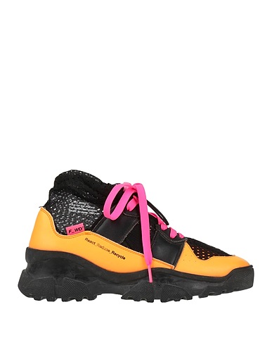 F_WD Sneakers Orange Soft Leather, Textile fibres