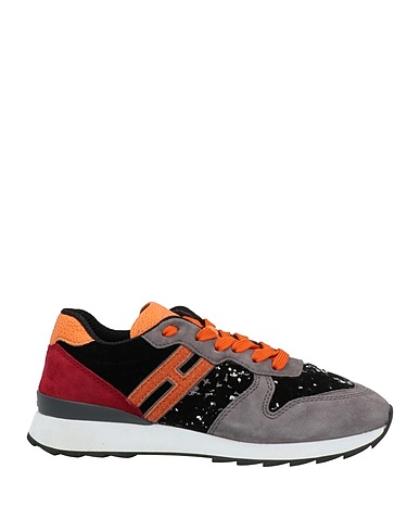 HOGAN Sneakers Grey Leather, Textile fibres