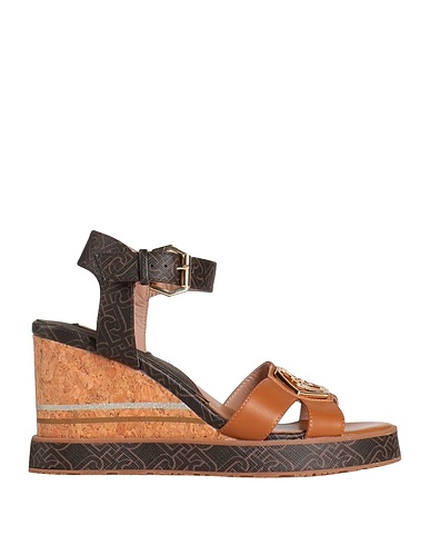 LIU •JO Sandals Tan Soft Leather, Textile fibres