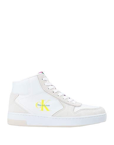 CALVIN KLEIN JEANS Sneakers Weiß Leder, Gewebefasern