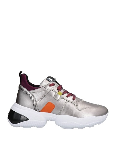 HOGAN Sneakers Silver Soft Leather, Textile fibers