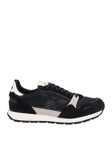 EMPORIO ARMANI Sneakers Black Leather, Textile fibers, Synthetisches Material
