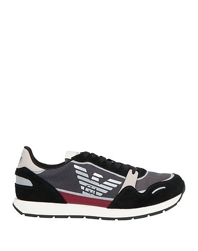 EMPORIO ARMANI Sneakers Charcoal Leather, Textile fibers, Synthetisches Material
