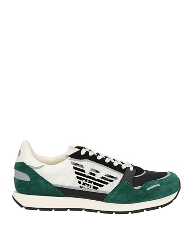 EMPORIO ARMANI Sneakers Emerald green Leather, Textile fibers, Synthetisches Material