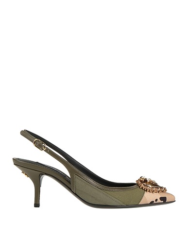 DOLCE&GABBANA Décolleté Verde militare 70% Pelle di vitello, 30% Cotone
