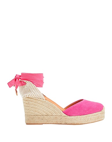 8 by YOOX Espadrilles SUEDE ESSENTIAL WEDGE ESPADRILLES Fuchsia 100% Leather, Textile fibres