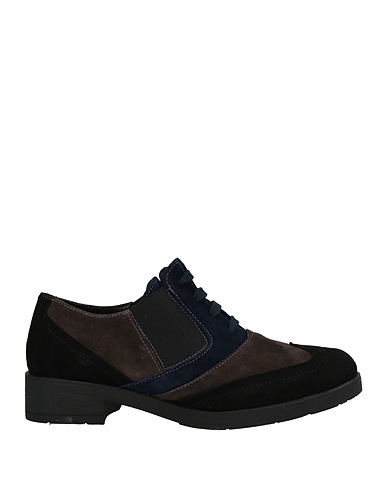 DANIELE ANCARANI Laced shoes Charcoal Leather, Textile fibers