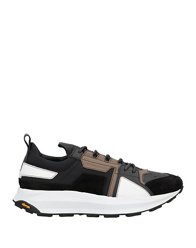 ATTIMONELLI'S Sneakers Black Leather, Textile fibres