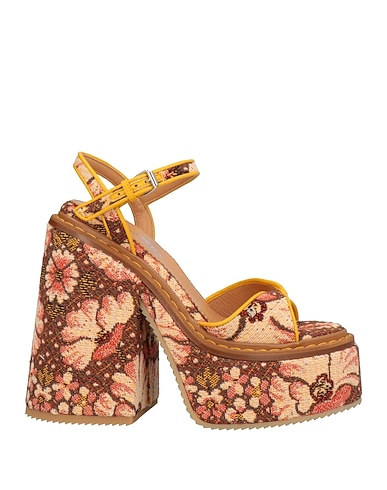 DSQUARED2 Sandals Brown Soft Leather, Textile fibers