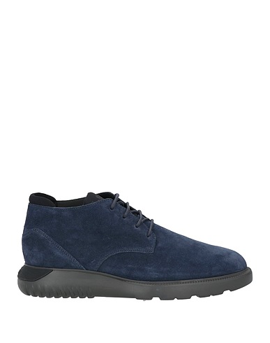 HOGAN Ankle boot Slate blue Soft Leather, Textile fibres