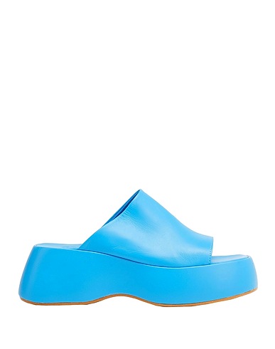 8 by YOOX Sandalen LEATHER SANDALS
 Azurblau 100% Schafleder