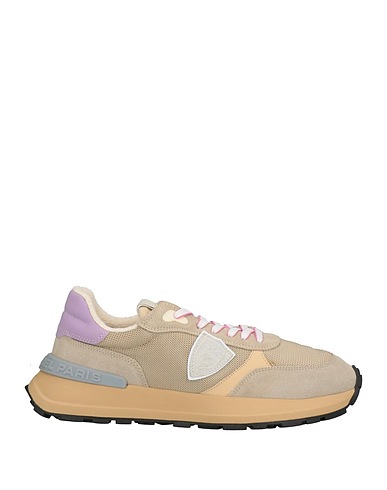 PHILIPPE MODEL Sneakers Beige Leather, Textile fibers