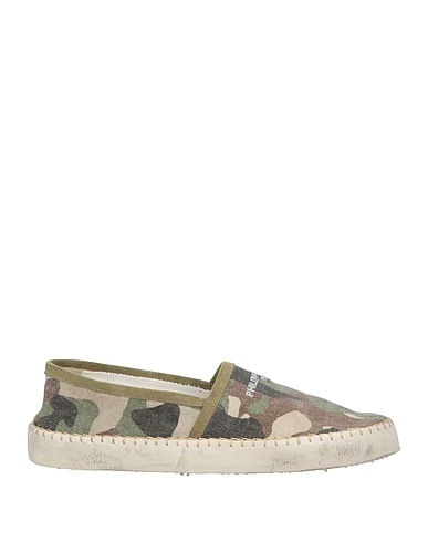 PHILIPPE MODEL Mocassino Verde militare Fibre tessili, Pelle