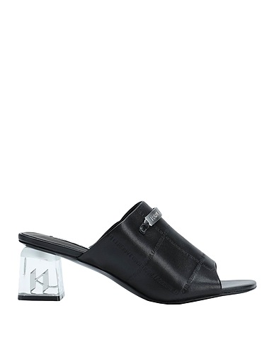 KARL LAGERFELD Sandals ICE BLOK QUILTED MULE
 Black 100% Bovine leather