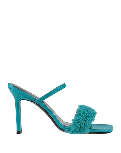 BY FAR Sandals Turquoise Soft Leather, Shearling