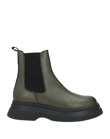 GANNI Ankle boot Dark green Soft Leather