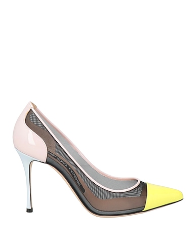 SERGIO ROSSI Court Yellow Leather, Other Fibres