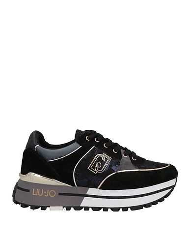 LIU •JO Sneakers Black Soft Leather, Textile fibers
