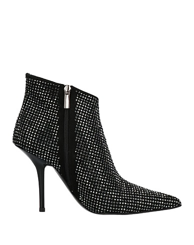 EDDY DANIELE Ankle boot Black Leather, Swarovski® Crystal