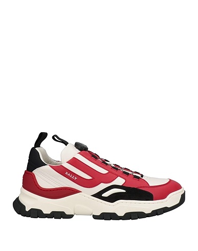 BALLY Sneakers Red Leather, Textile fibers