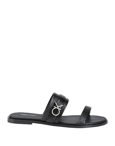 CALVIN KLEIN Sandals Black 100% Soft Leather