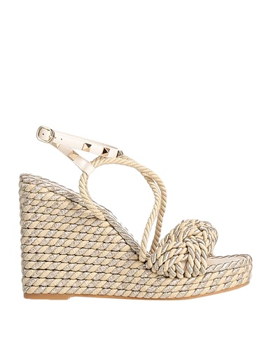 VALENTINO GARAVANI Sandals Off white Soft Leather, Textile fibers
