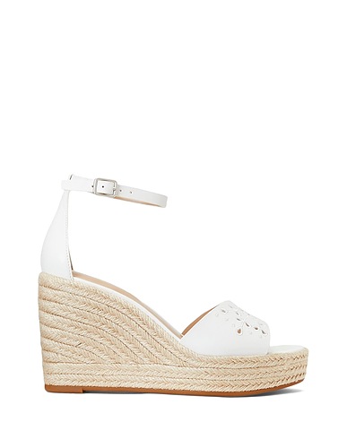 LAUREN RALPH LAUREN Espadrilles HAANA EYELET NAPPA LEATHER ESPADRILLE
 White Soft Leather