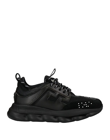 VERSACE Sneakers Black Soft Leather, Textile fibres