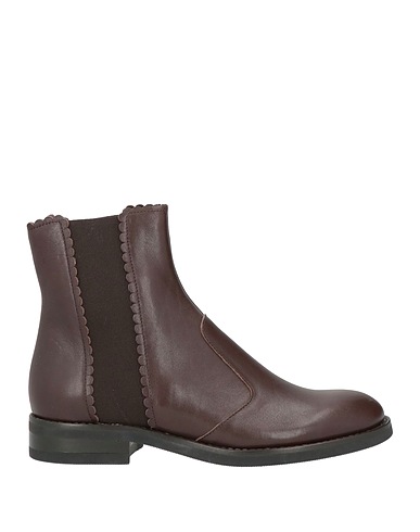 SEE BY CHLOÉ Ankle boot Dark brown Soft Leather, Textile fibers