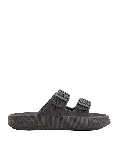 8 by YOOX Sandals RUBBER DOUBLE STRAP SLIDES
 Black 100% EVA (Ethylene - Vinyl - Acetate)