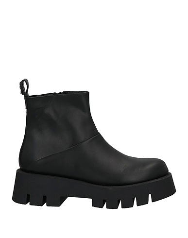 RUCOLINE Ankle boot Black Soft Leather, Textile fibres