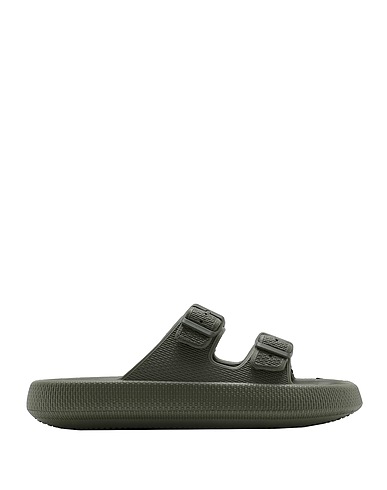 8 by YOOX Sandali RUBBER DOUBLE-STRAP SANDAL
 Verde militare 100% EVA (Etilene - Vinil - Acetato)