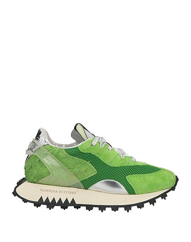 RUN OF Sneakers Light green Leather, Textile fibres