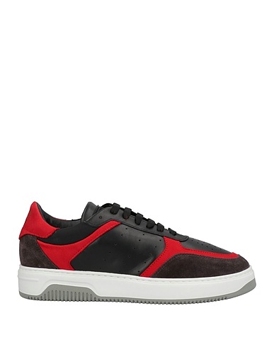 POLLINI Sneakers Black Leather, Textile fibers