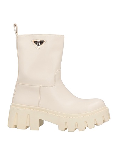 LAURA BIAGIOTTI ショートブーツ アイボリー 紡績繊維