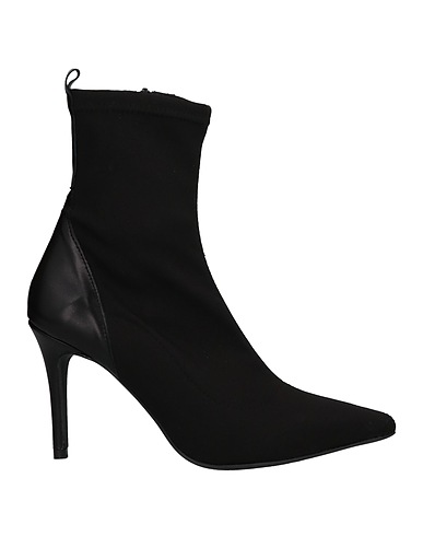 MARIAN Ankle boot Black Leather, Textile fibres