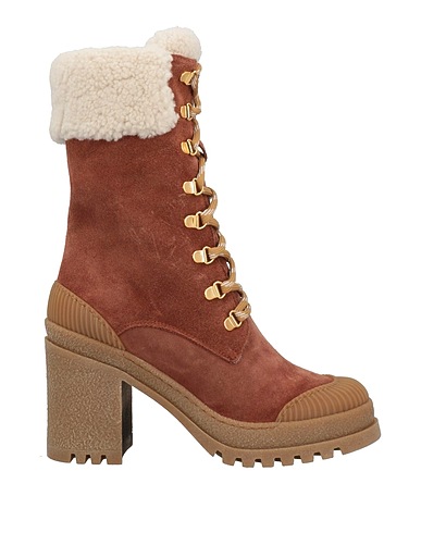POLLINI Stiefelette Braun Leder, Gewebefasern